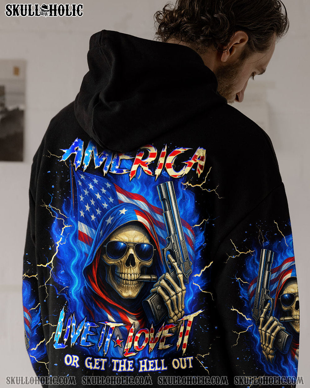 BLISSCORNERS AMERICA LIVE IT LOVE IT OR GET THE HELL OUT ALL OVER PRINT