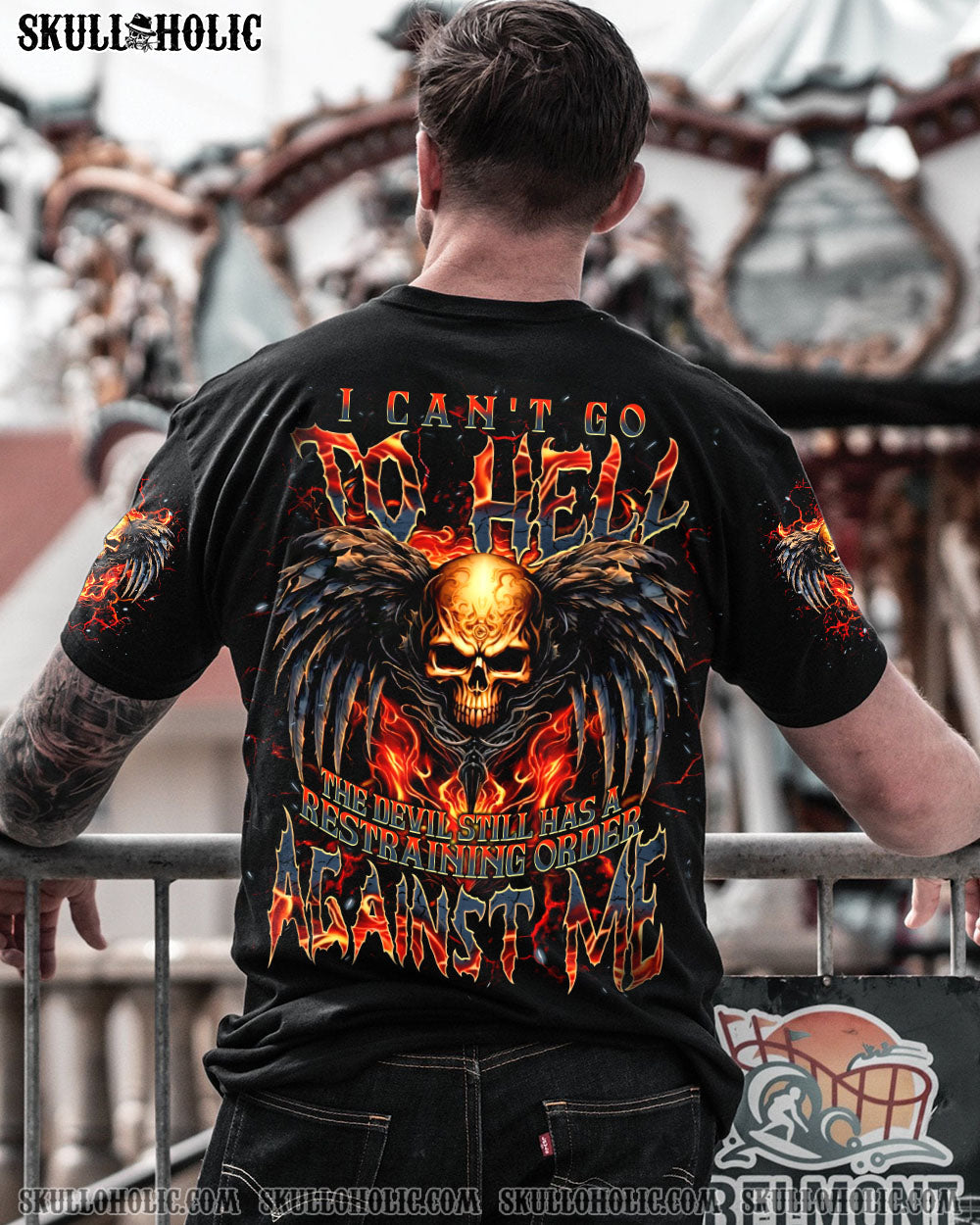 BLISSCORNERS I CAN'T GO TO HELL SKULL WINGS ALL OVER PRINT