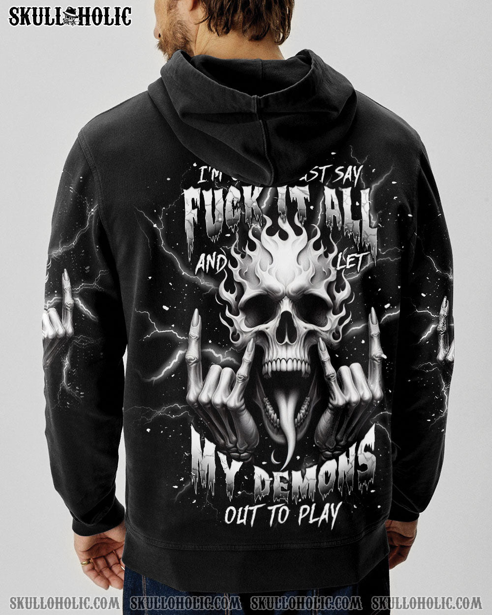 BLISSCORNERS ONE DAY I'M GONNA JUST SAY DEMON SKULL ALL OVER PRINT