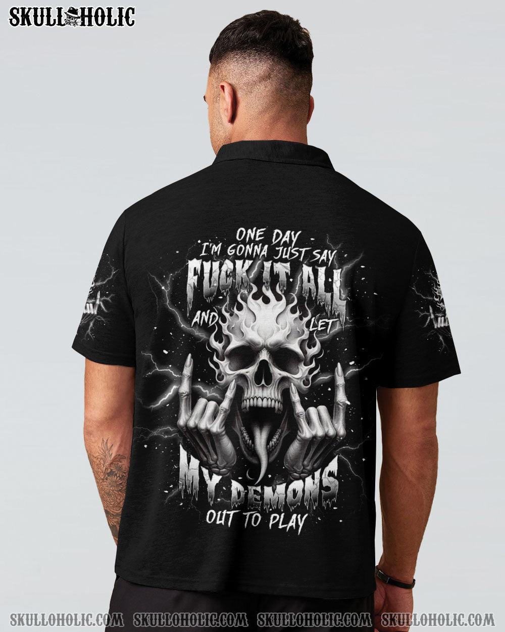 BLISSCORNERS ONE DAY I'M GONNA JUST SAY DEMON SKULL ALL OVER PRINT