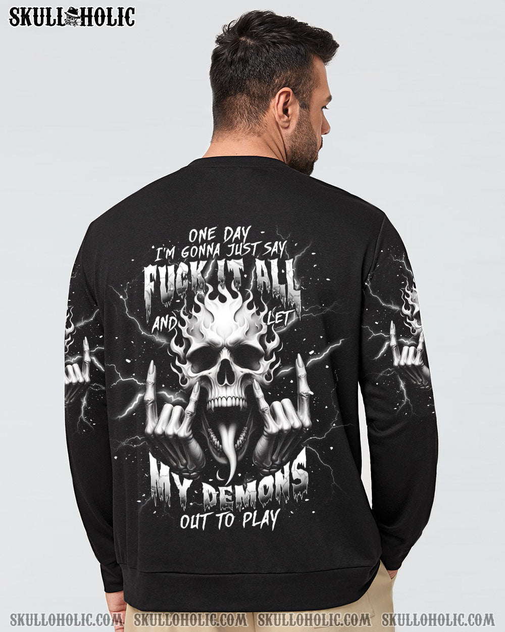 BLISSCORNERS ONE DAY I'M GONNA JUST SAY DEMON SKULL ALL OVER PRINT