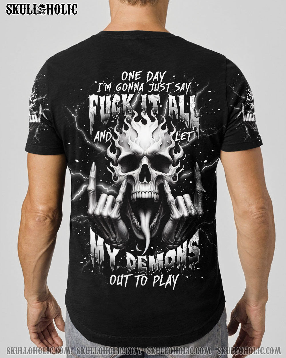 BLISSCORNERS ONE DAY I'M GONNA JUST SAY DEMON SKULL ALL OVER PRINT