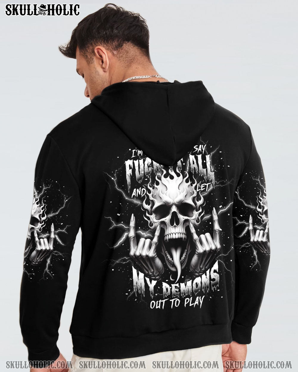 BLISSCORNERS ONE DAY I'M GONNA JUST SAY DEMON SKULL ALL OVER PRINT