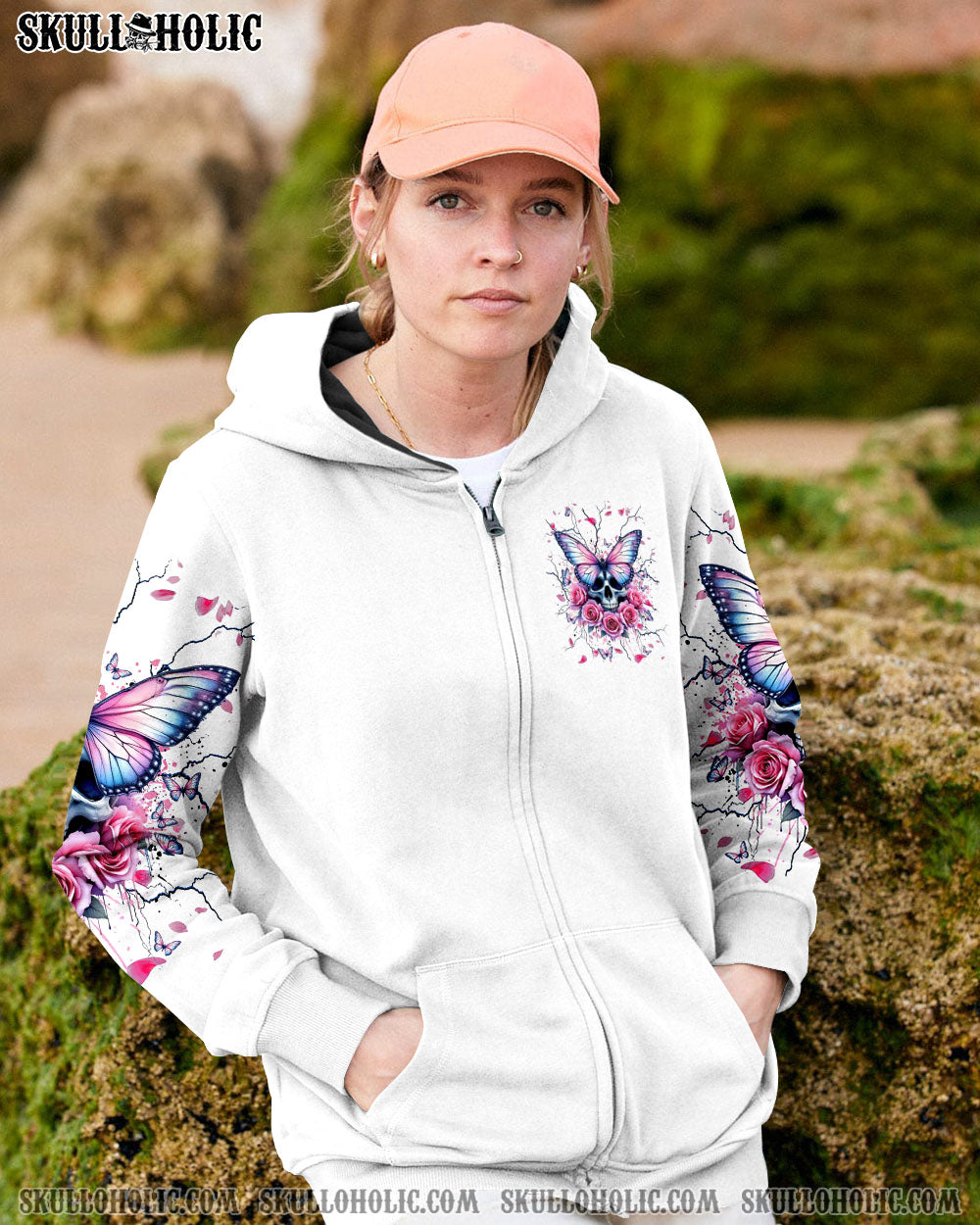 BLISSCORNERS BE THE BEST VERSION OF YOU BUTTERFLY SKULL ALL OVER PRINT