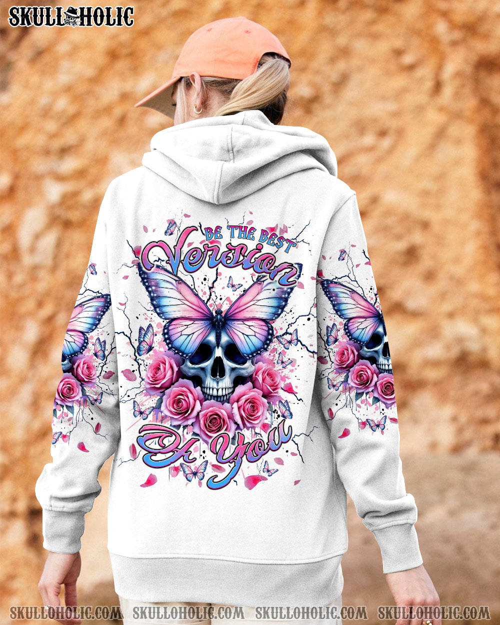 BLISSCORNERS BE THE BEST VERSION OF YOU BUTTERFLY SKULL ALL OVER PRINT