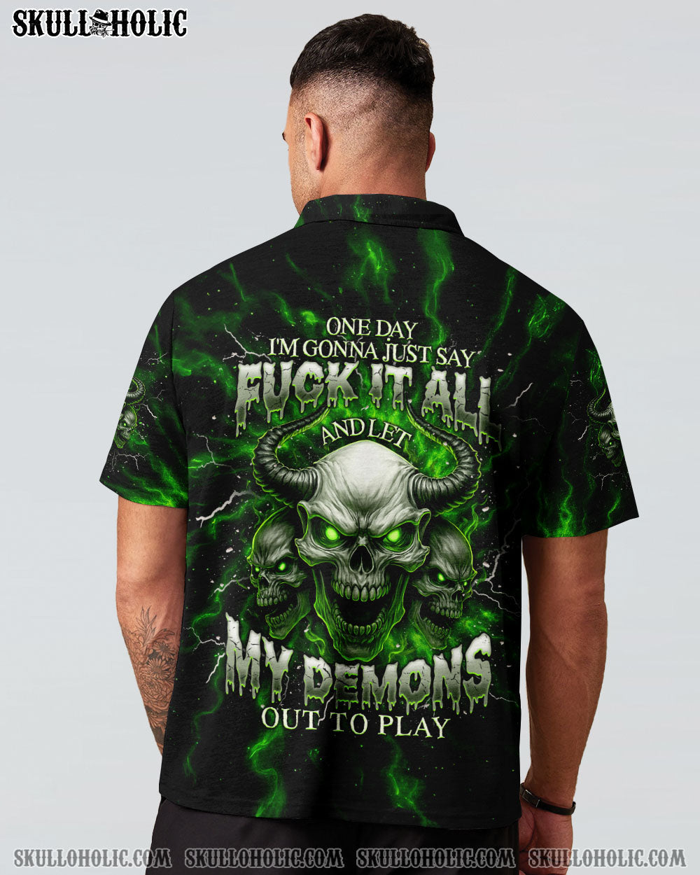 BLISSCORNERS ONE DAY I'M GONNA JUST SAY SKULL DEMON TIE DYE ALL OVER PRINT