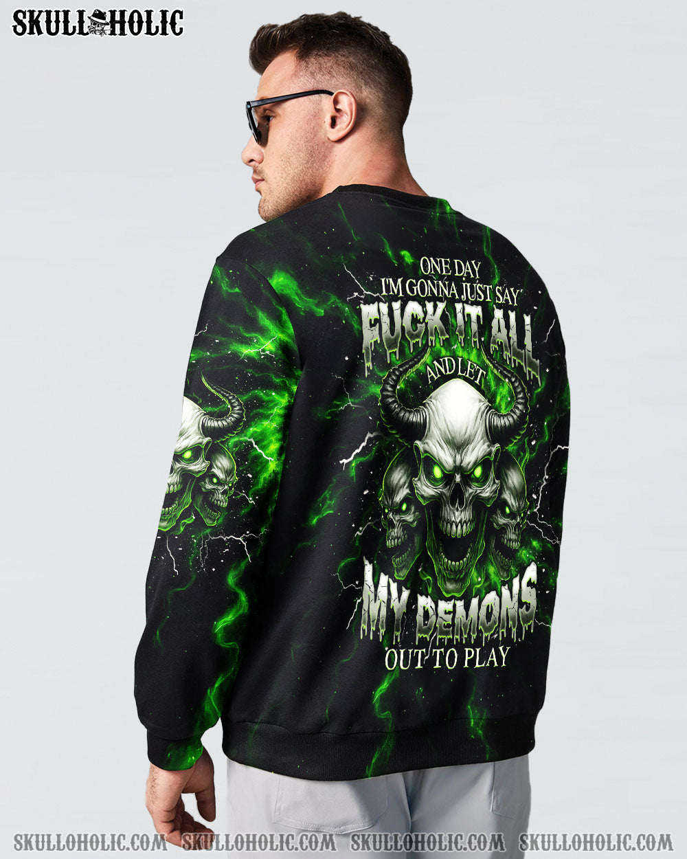 BLISSCORNERS ONE DAY I'M GONNA JUST SAY SKULL DEMON TIE DYE ALL OVER PRINT