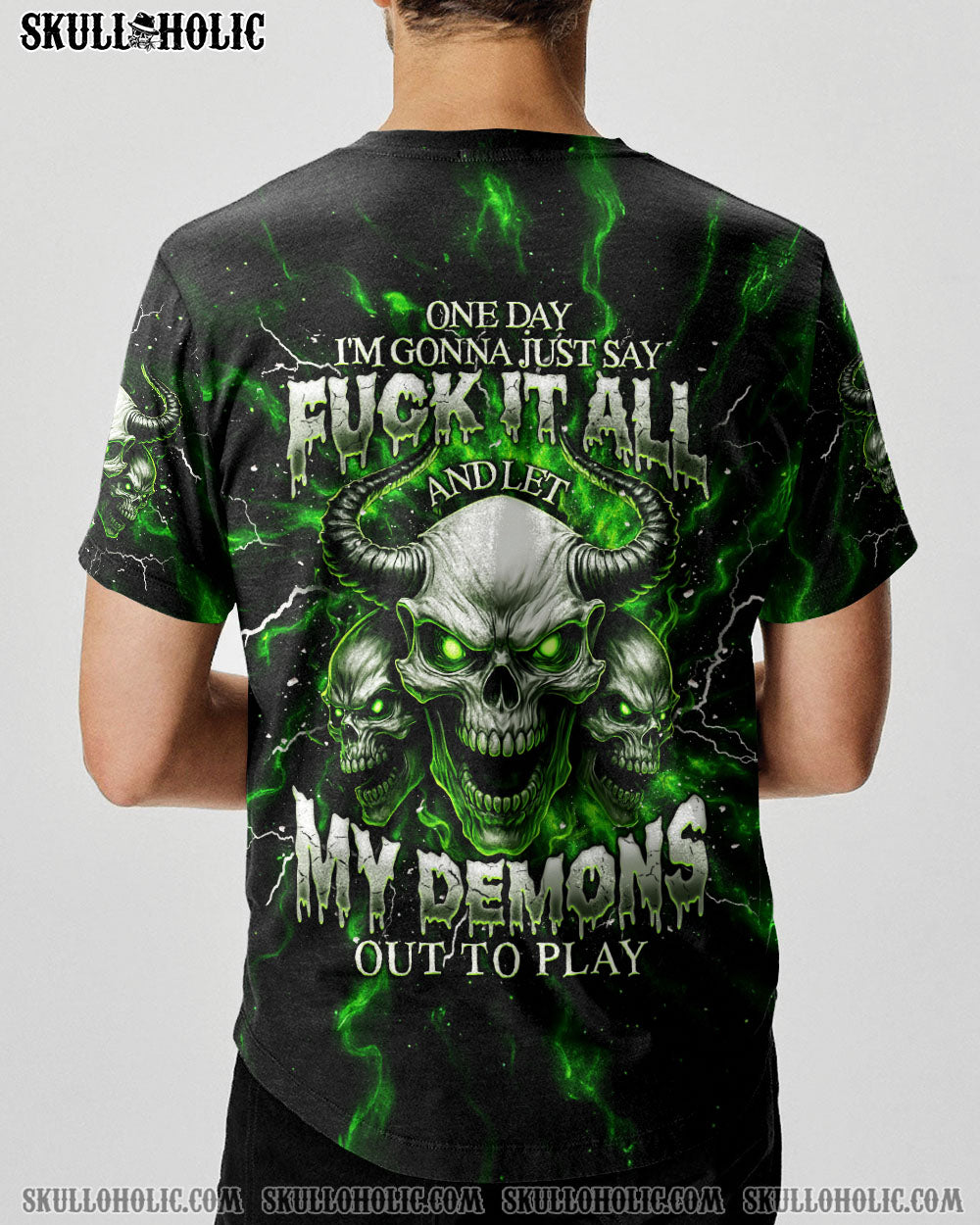 BLISSCORNERS ONE DAY I'M GONNA JUST SAY SKULL DEMON TIE DYE ALL OVER PRINT