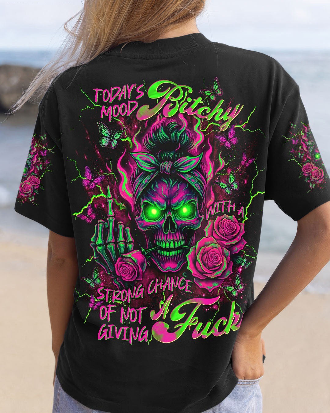 BLISSCORNERS I MATCH ENERGY SKULL MESSY BUN ALL OVER PRINT
