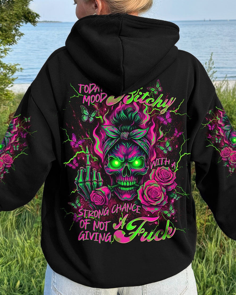 BLISSCORNERS I MATCH ENERGY SKULL MESSY BUN ALL OVER PRINT