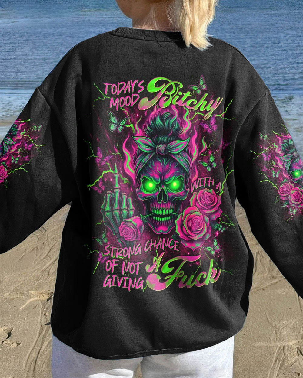 BLISSCORNERS I MATCH ENERGY SKULL MESSY BUN ALL OVER PRINT