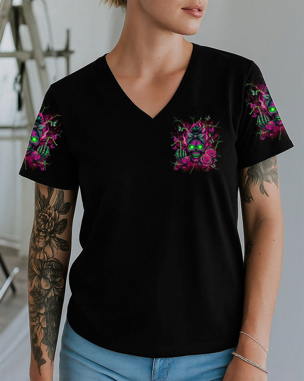 BLISSCORNERS I MATCH ENERGY SKULL MESSY BUN ALL OVER PRINT