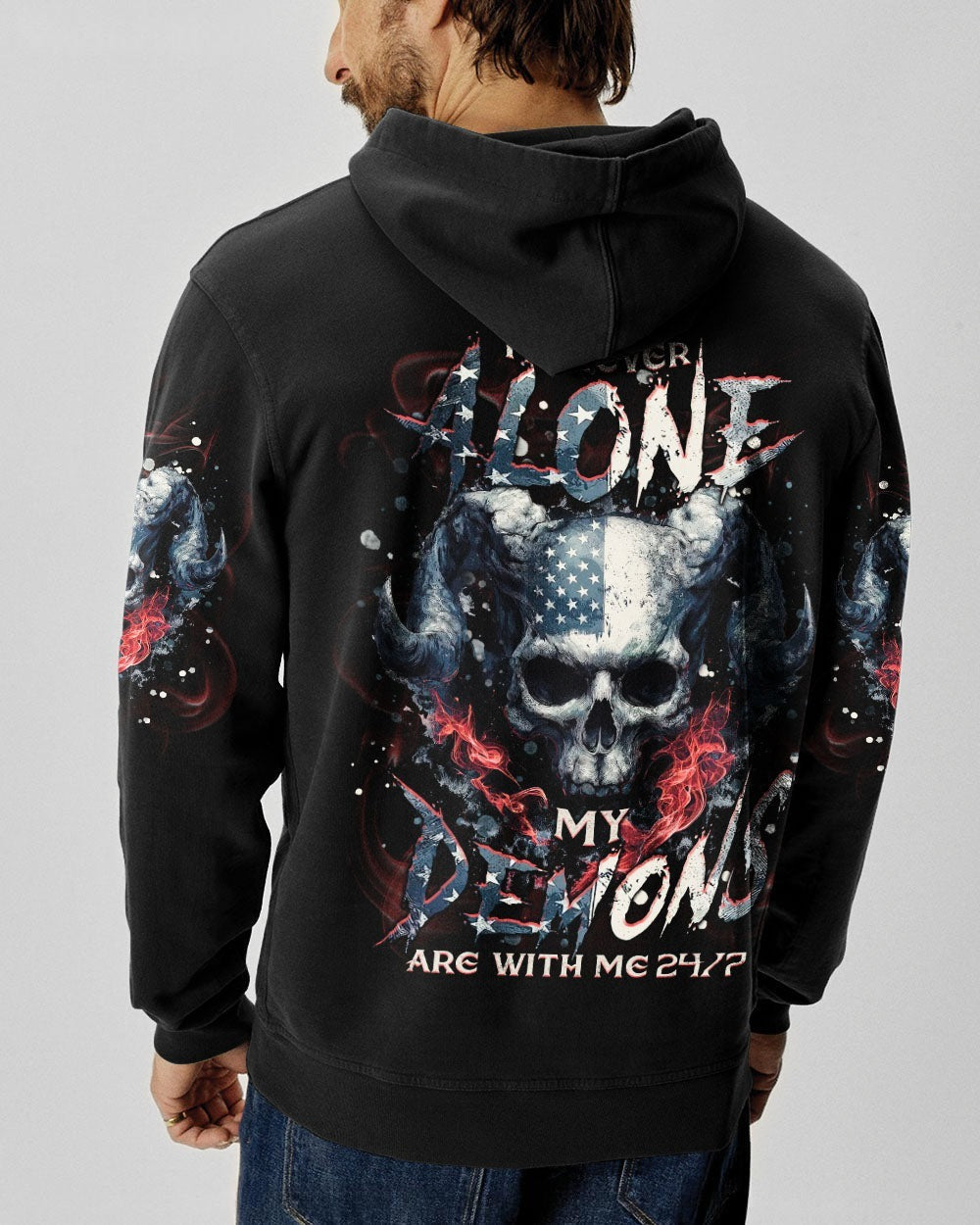 BLISSCORNERS I'M NEVER ALONE SKULL DEMON ALL OVER PRINT