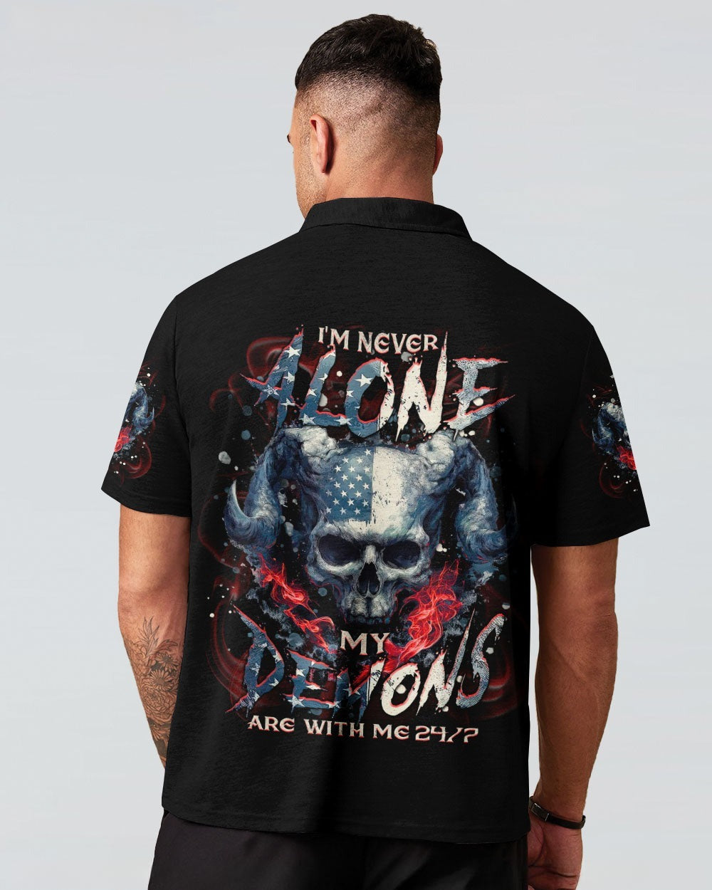 BLISSCORNERS I'M NEVER ALONE SKULL DEMON ALL OVER PRINT