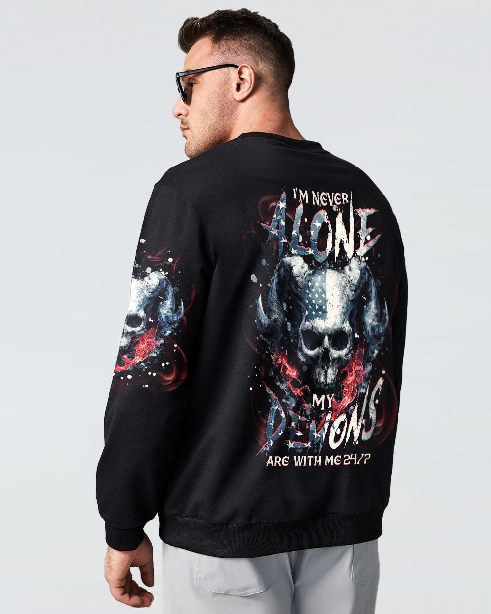 BLISSCORNERS I'M NEVER ALONE SKULL DEMON ALL OVER PRINT