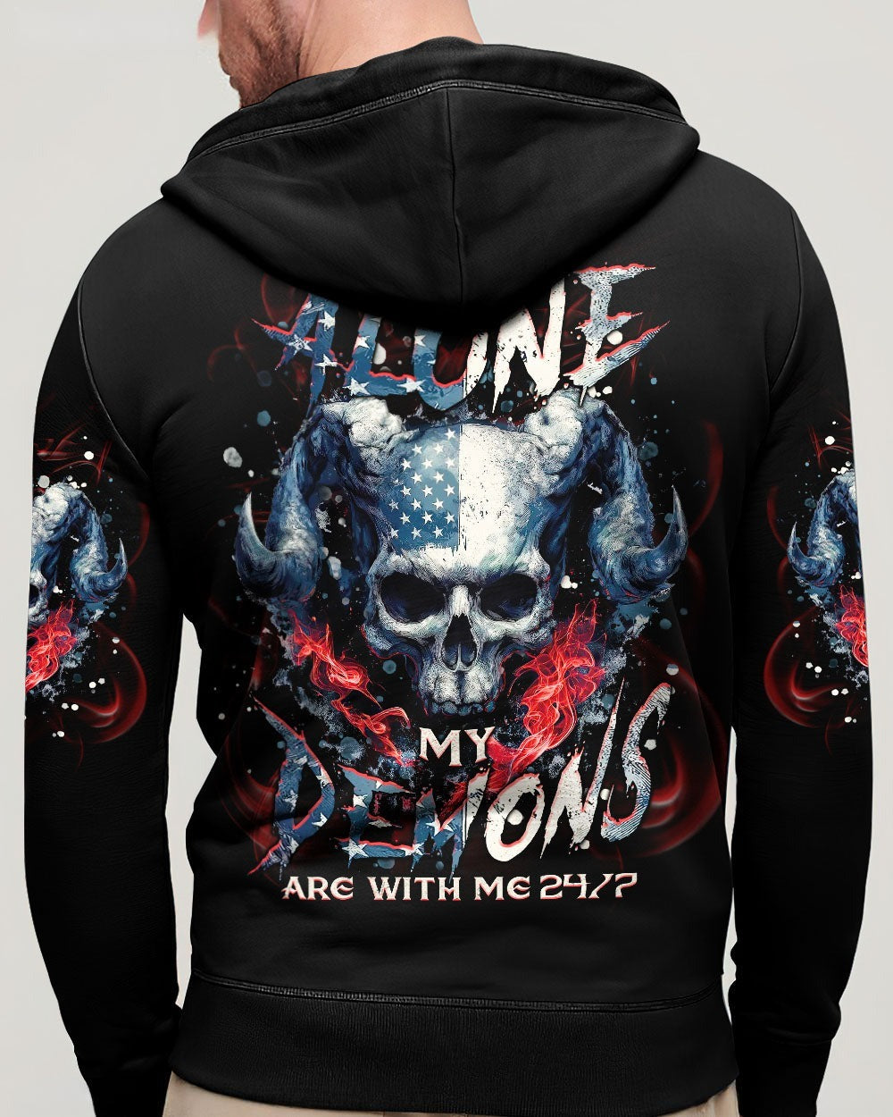 BLISSCORNERS I'M NEVER ALONE SKULL DEMON ALL OVER PRINT