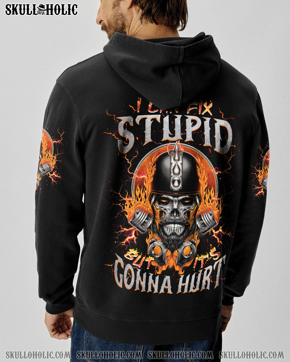 BLISSCORNERS I CAN FIX STUPID BUT IT'S GONNA HURT SKULL BIKER  ALL OVER PRINT