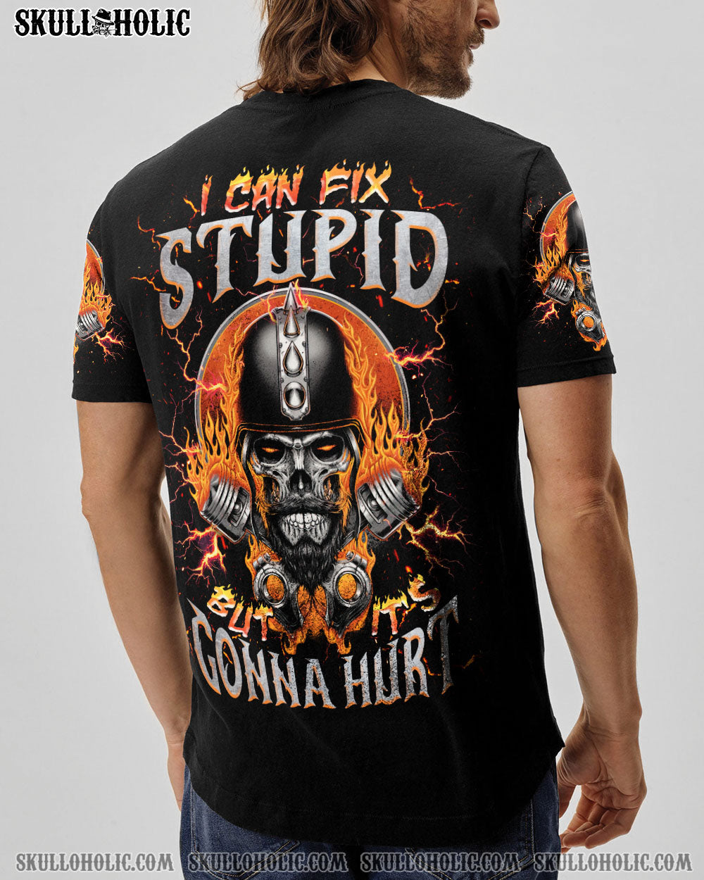 BLISSCORNERS I CAN FIX STUPID BUT IT'S GONNA HURT SKULL BIKER  ALL OVER PRINT