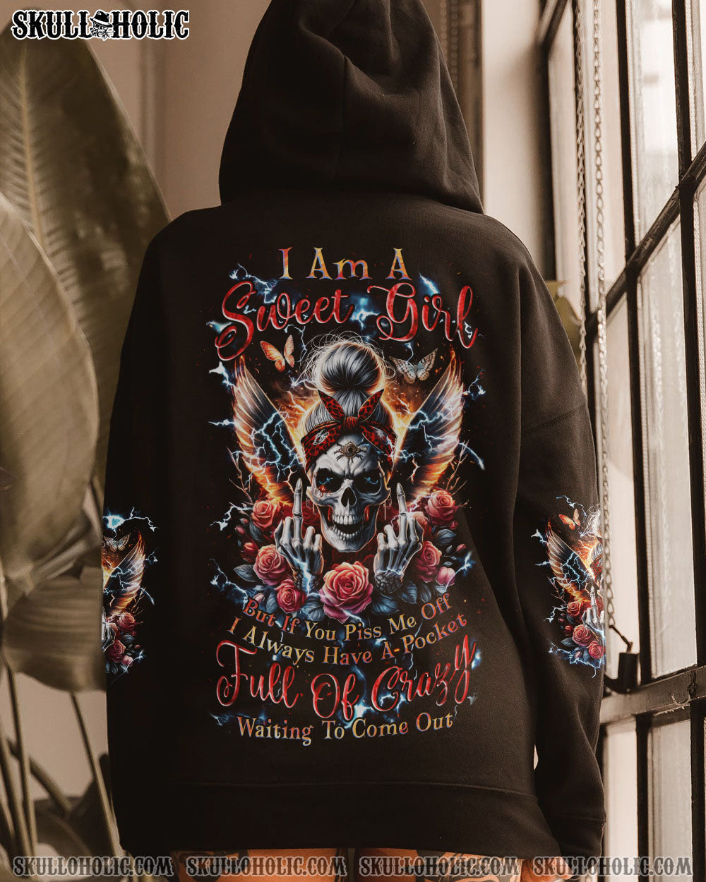 BLISSCORNERS NOT EVERYONE LIKES ME SKULL MESSY BUN ALL OVER PRINT