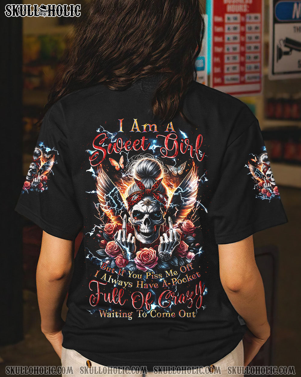 BLISSCORNERS NOT EVERYONE LIKES ME SKULL MESSY BUN ALL OVER PRINT