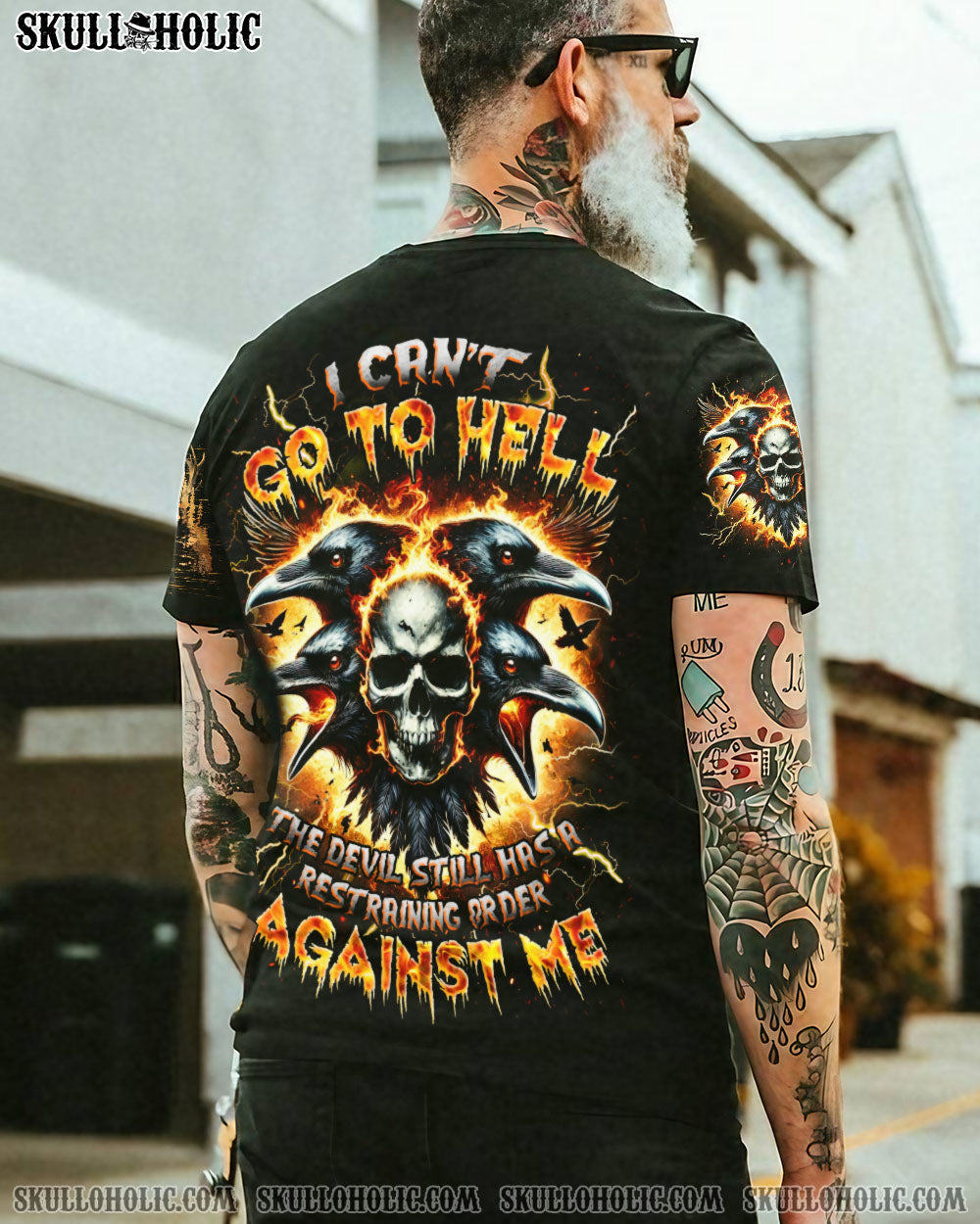 BLISSCORNERS I CAN'T GO TO HELL RAVEN SKULL ALL OVER PRINT -  TLNZ0302252