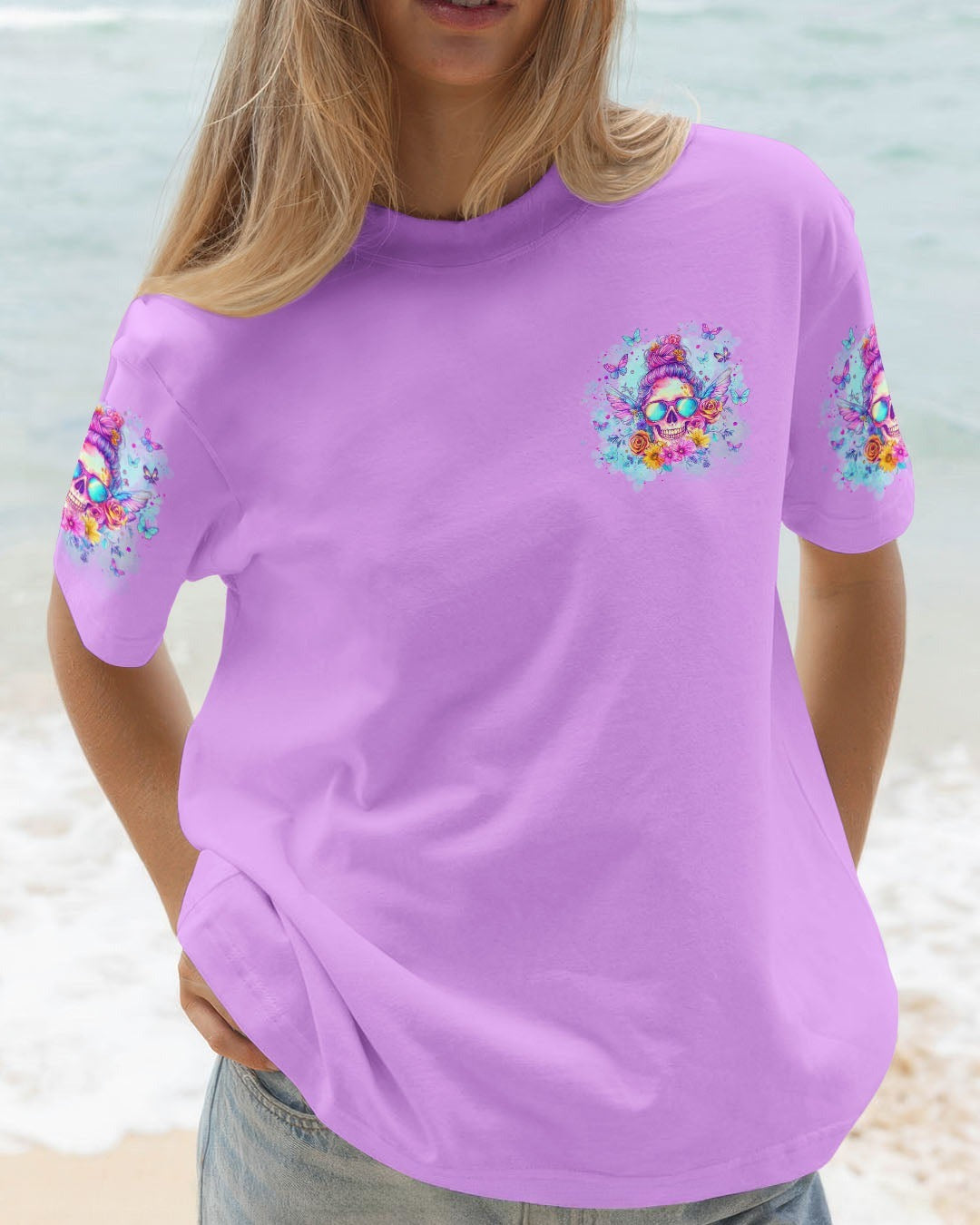 BLISSCORNERS JUDGE ME WHEN SKULL MESSY BUN  ALL OVER PRINT