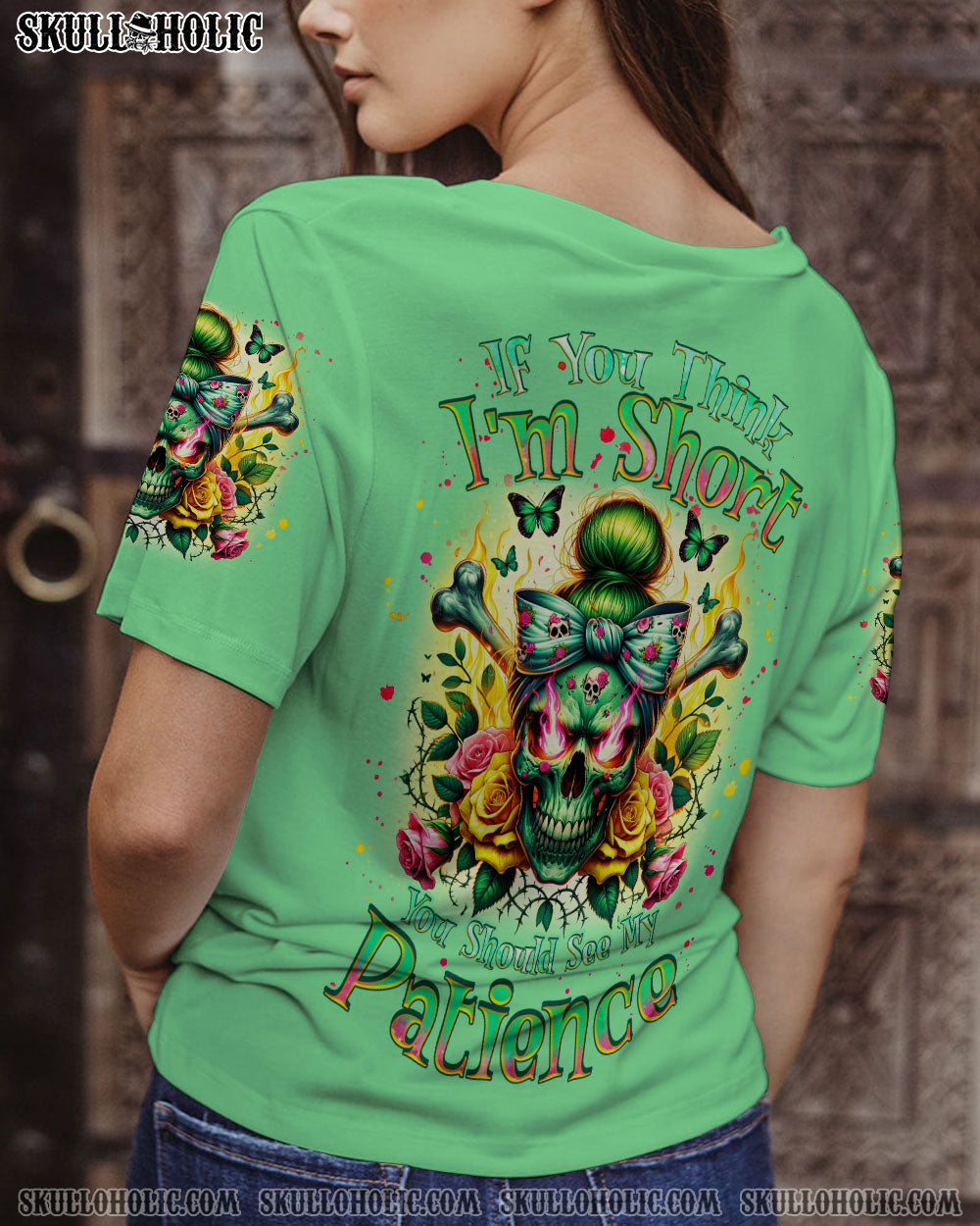 BLISSCORNERS THE GOOD GIRL IN ME MESSY BUN SKULL ALL OVER PRINT