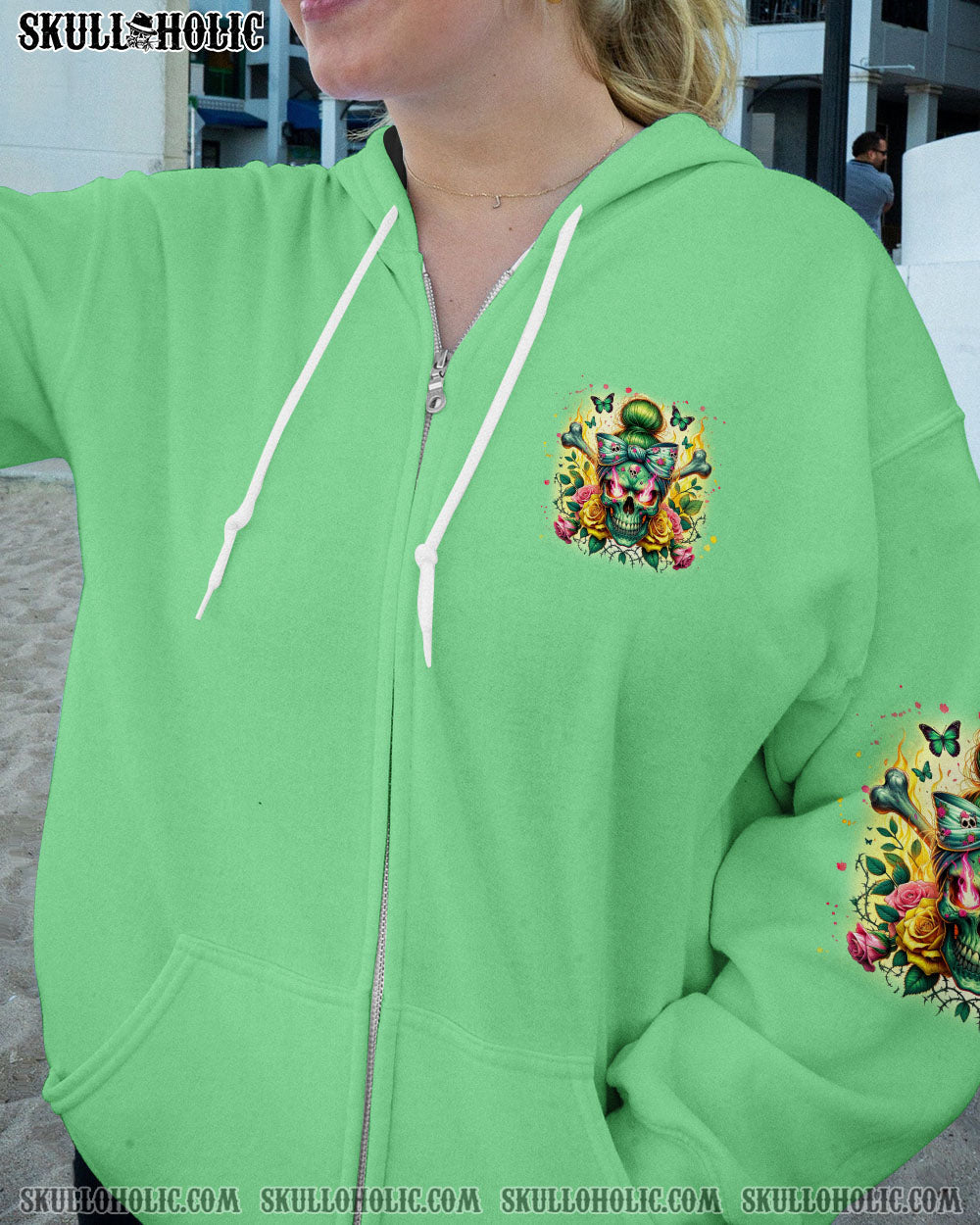 BLISSCORNERS THE GOOD GIRL IN ME MESSY BUN SKULL ALL OVER PRINT