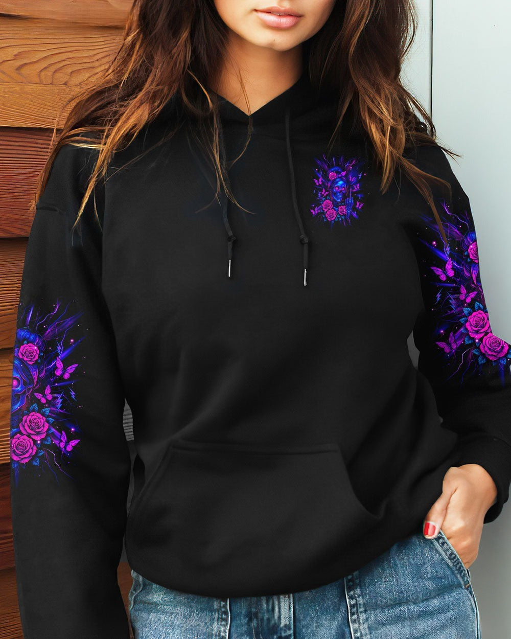 BLISSCORNERS THE GOOD GIRL IN ME SKULL LADY MESSY BUN   ALL OVER PRINT