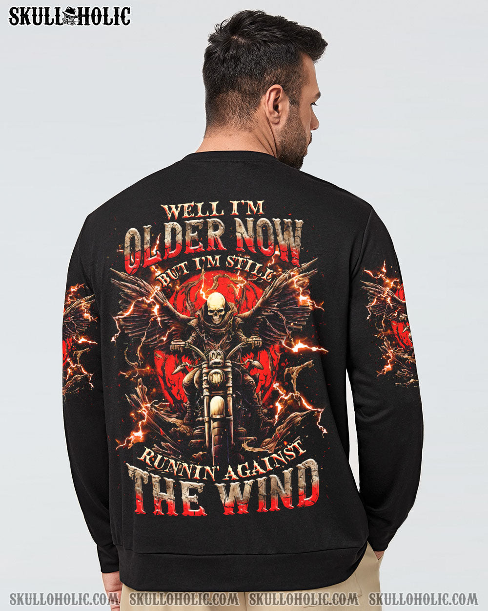 BLISSCORNERS RUNNING AGAINST THE WIND BIKER SKULL ALL OVER PRINT