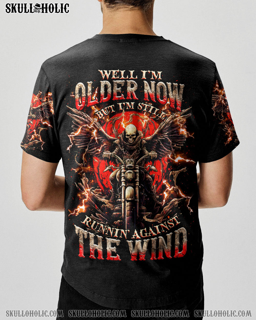 BLISSCORNERS RUNNING AGAINST THE WIND BIKER SKULL ALL OVER PRINT