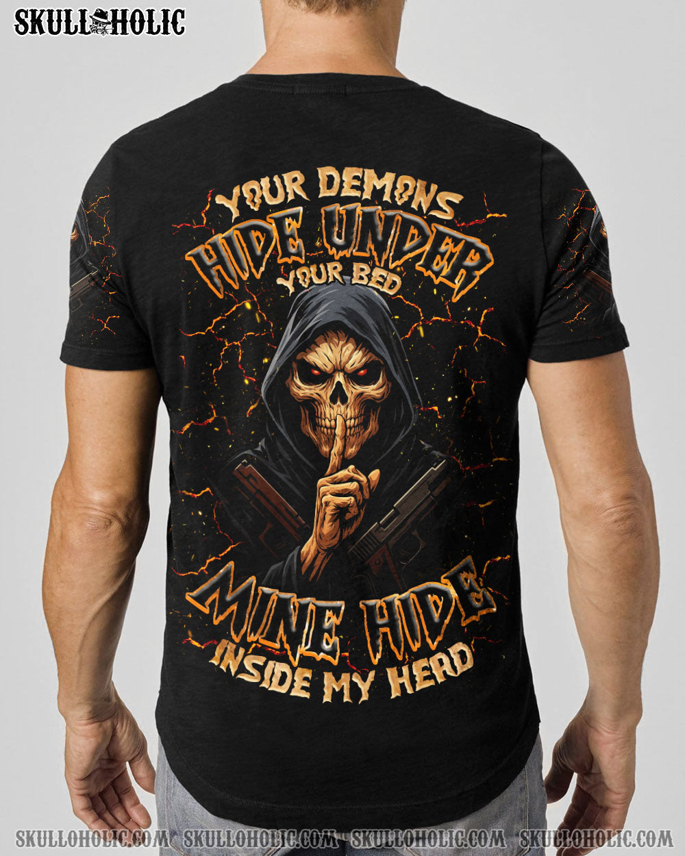 BLISSCORNERS YOUR DEMONS HIDE UNDER YOUR BED SILENCE SKULL ALL OVER PRINT