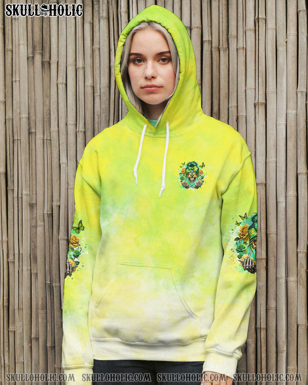BLISSCORNERS THE GOOD GIRL IN ME SKULL MESSY BUN ALL OVER PRINT