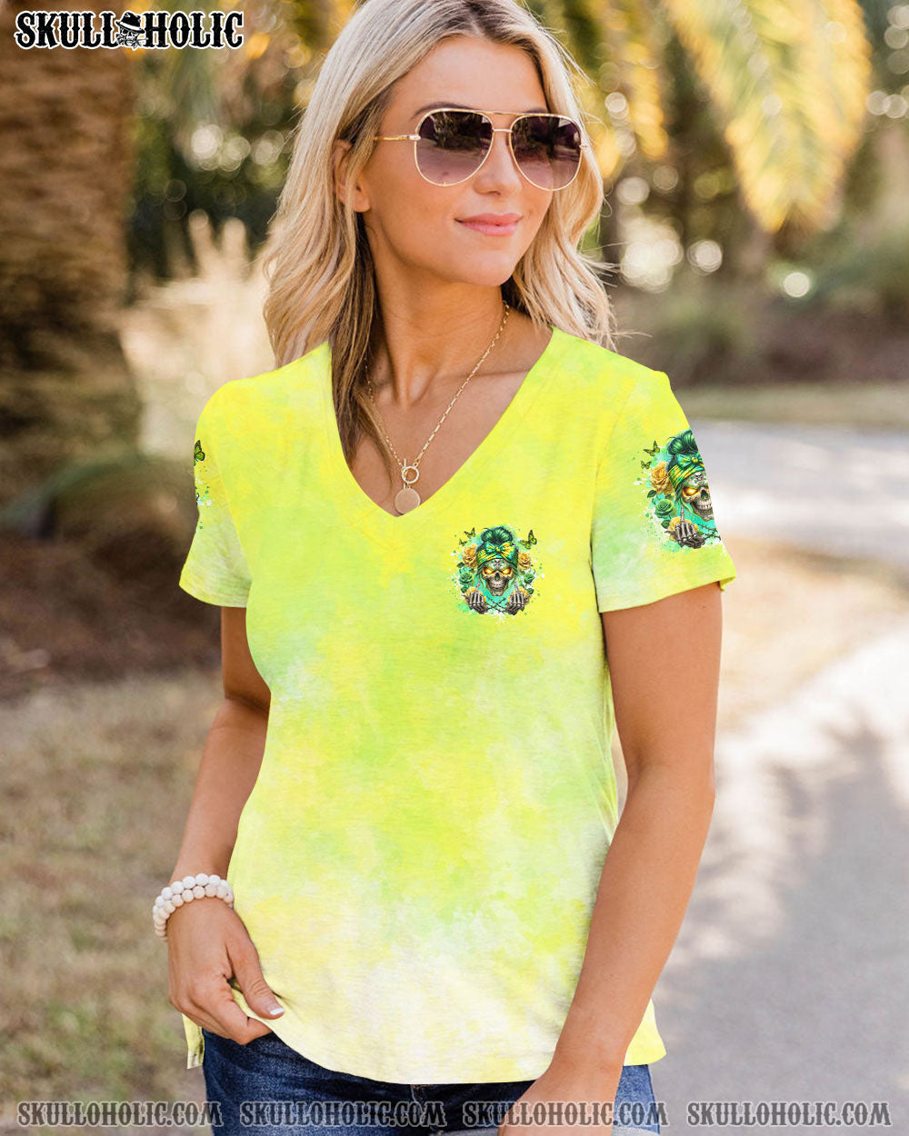 BLISSCORNERS THE GOOD GIRL IN ME SKULL MESSY BUN ALL OVER PRINT