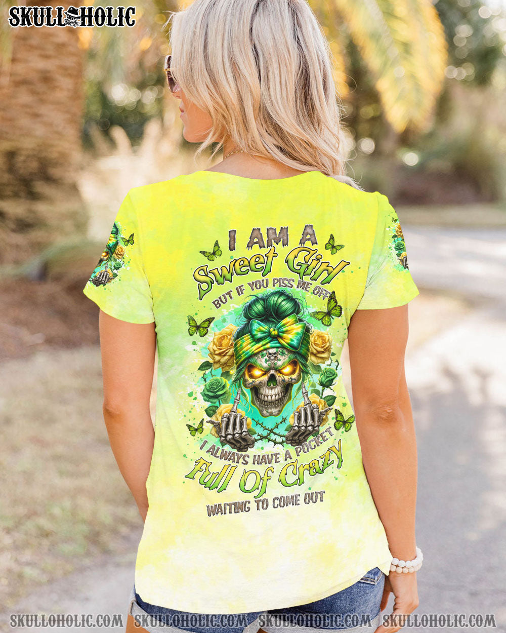 BLISSCORNERS THE GOOD GIRL IN ME SKULL MESSY BUN ALL OVER PRINT