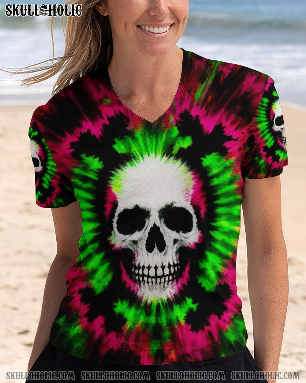 BLISSCORNERS CROSSBONES SKULL TIE DYE HAND DYED ALL OVER PRINT