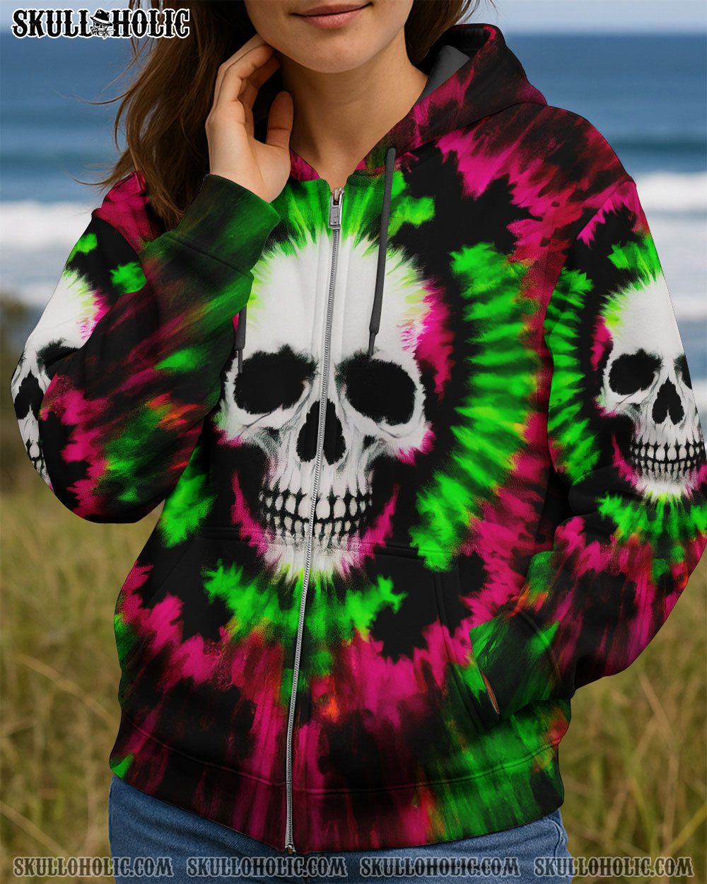 BLISSCORNERS CROSSBONES SKULL TIE DYE HAND DYED ALL OVER PRINT