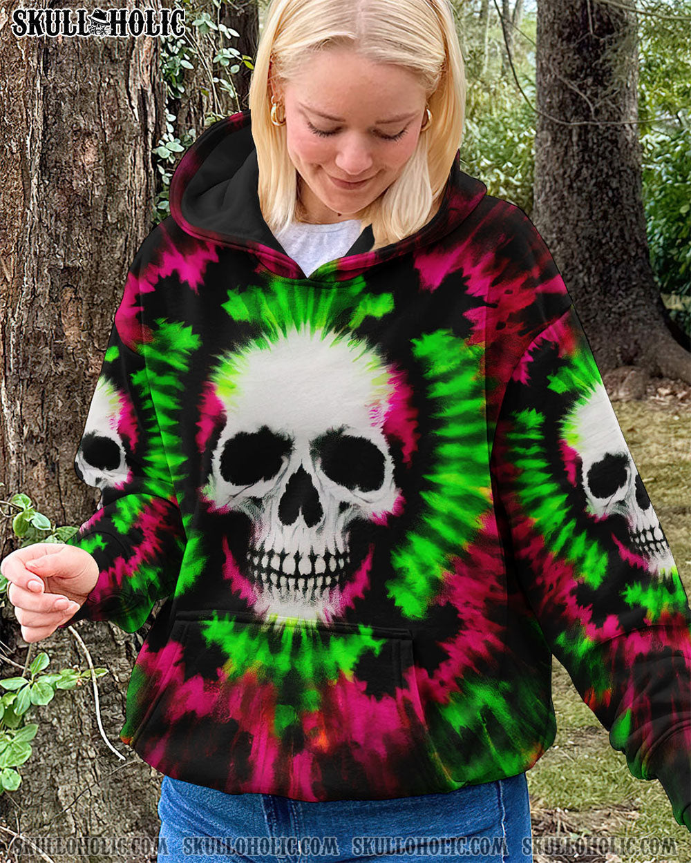 BLISSCORNERS CROSSBONES SKULL TIE DYE HAND DYED ALL OVER PRINT