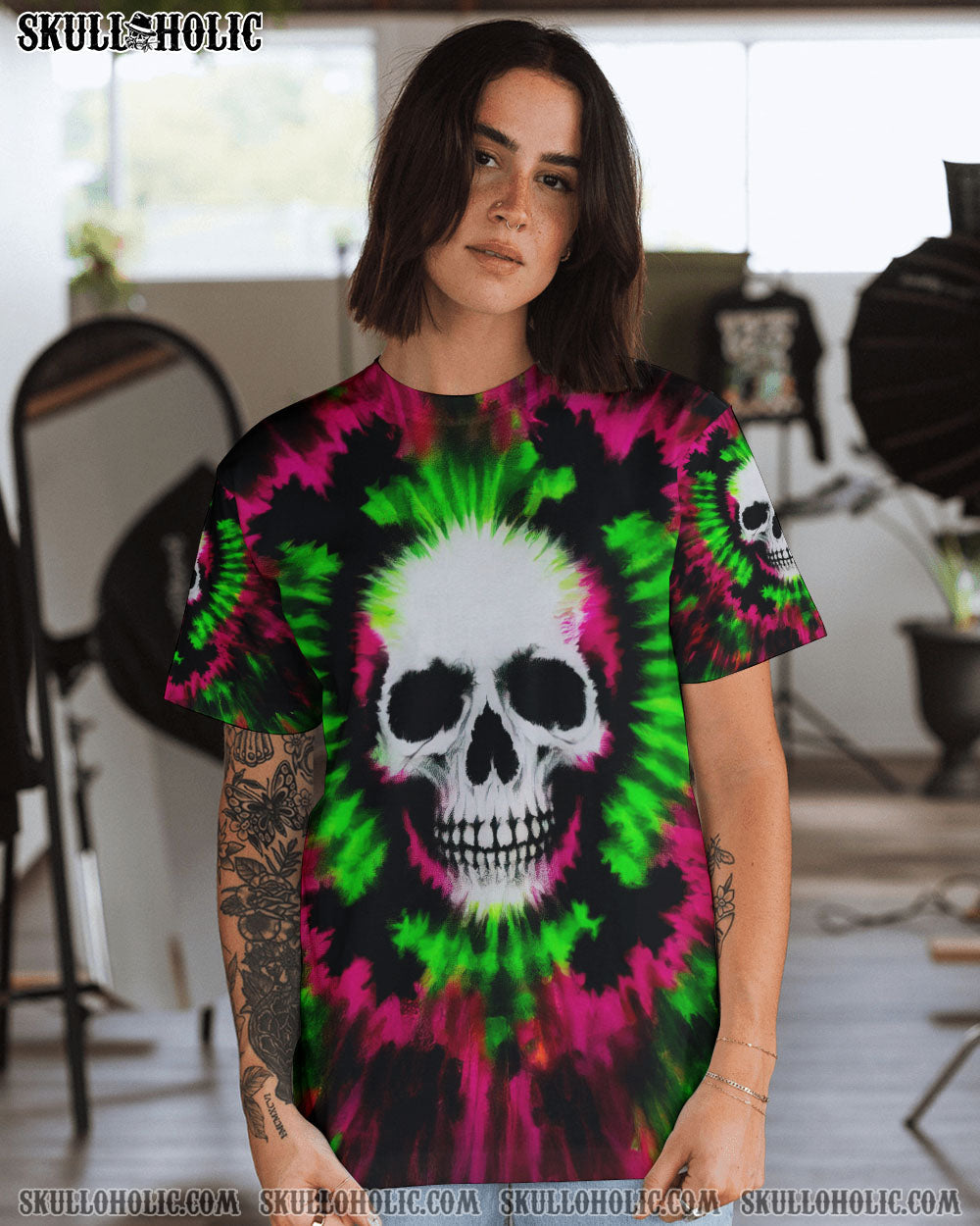 BLISSCORNERS CROSSBONES SKULL TIE DYE HAND DYED ALL OVER PRINT