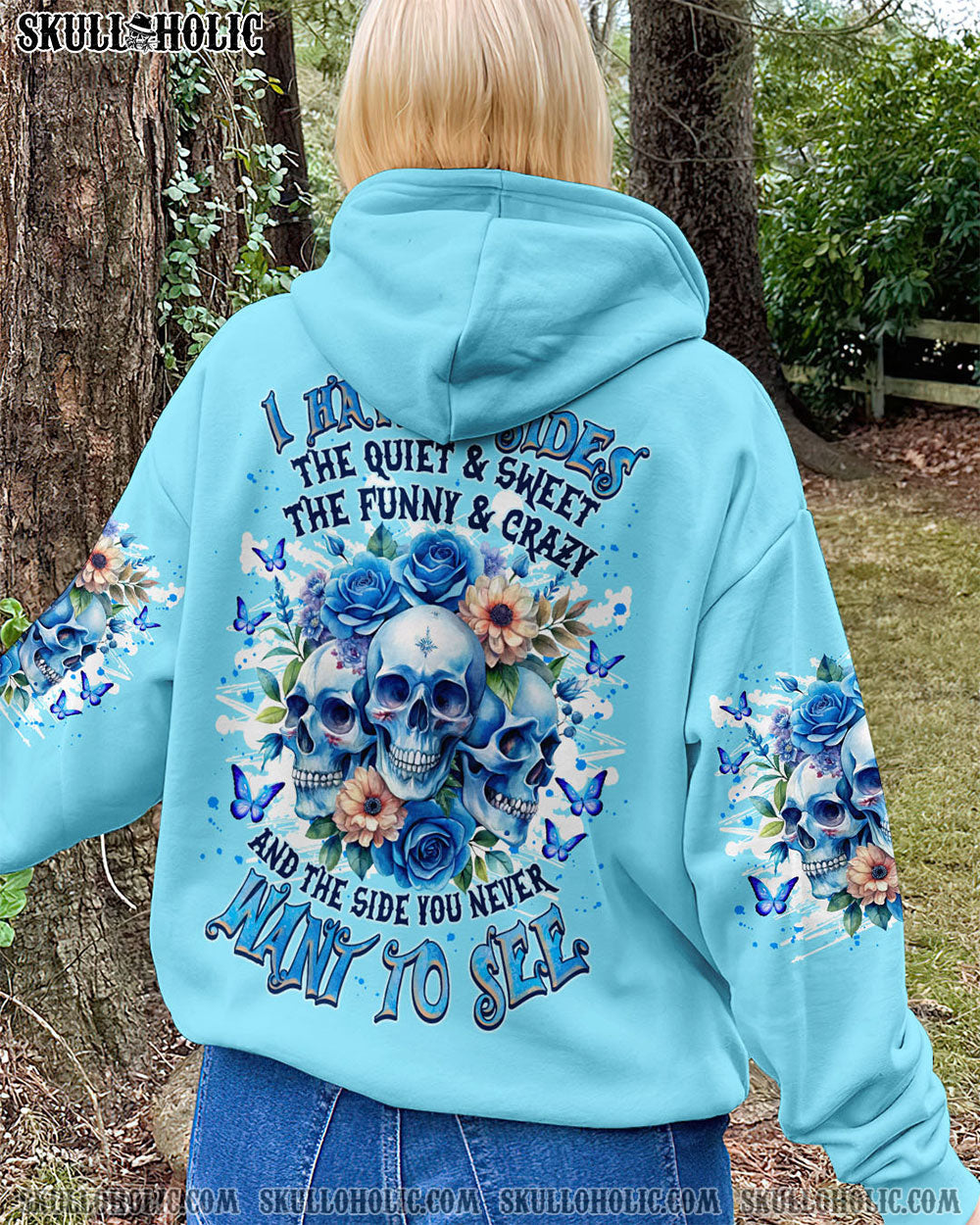 BLISSCORNERS I HAVE 3 SIDES 3 SKULLS ROSE ALL OVER PRINT