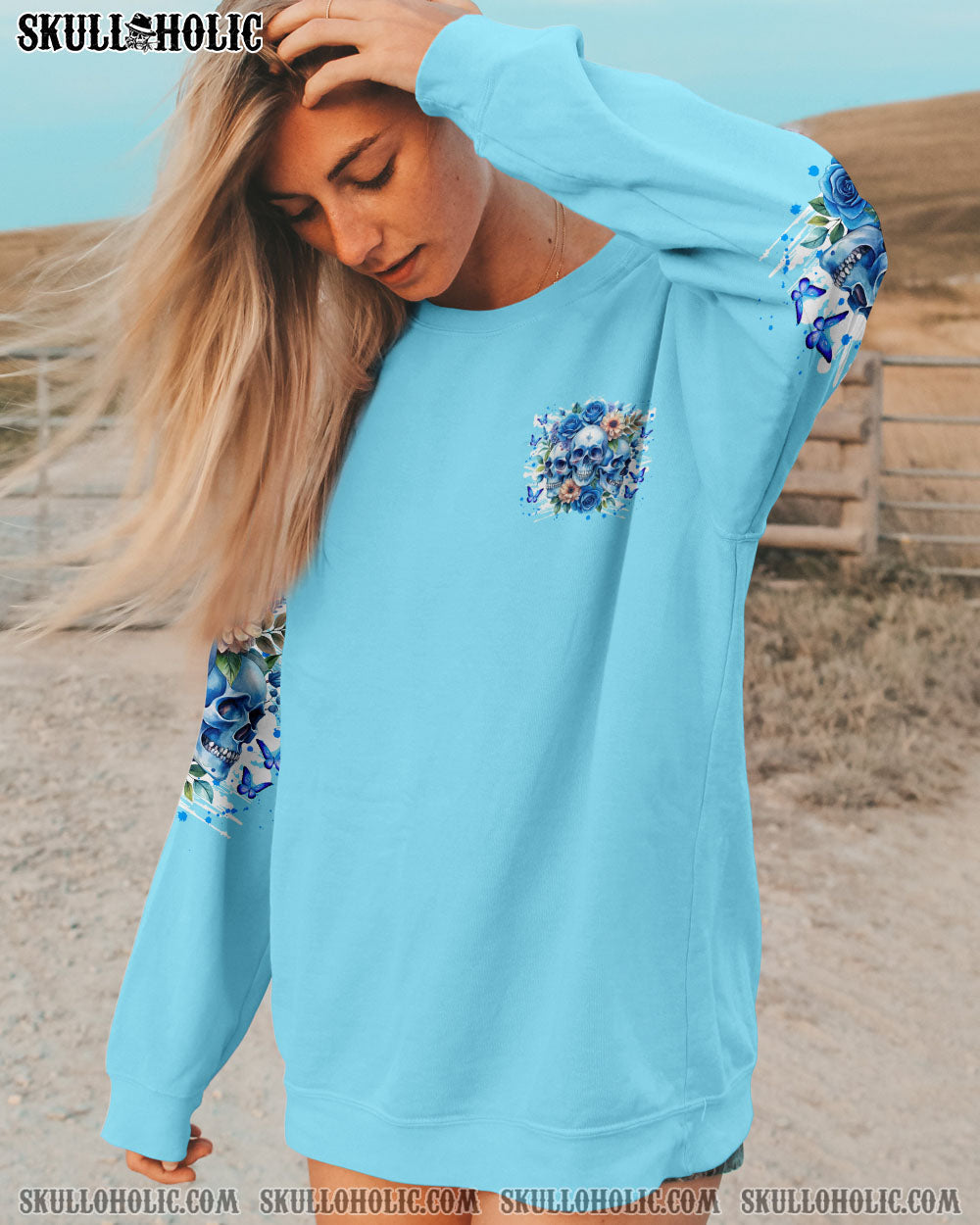 BLISSCORNERS I HAVE 3 SIDES 3 SKULLS ROSE ALL OVER PRINT