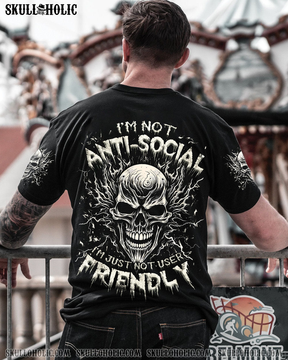 BLISSCORNERS I'M NOT ANTI-SOCIAL SKULL ALL OVER PRINT