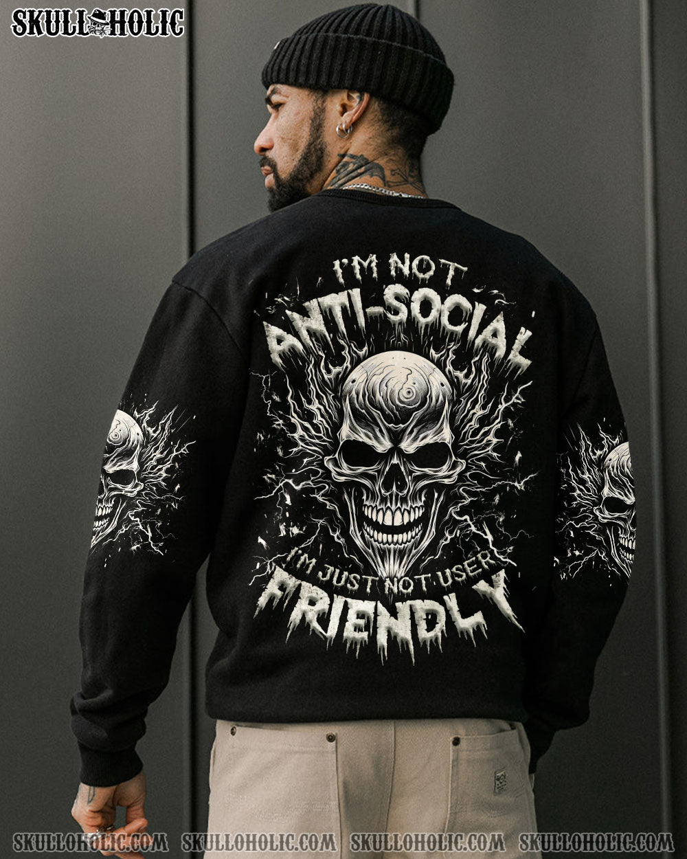 BLISSCORNERS I'M NOT ANTI-SOCIAL SKULL ALL OVER PRINT