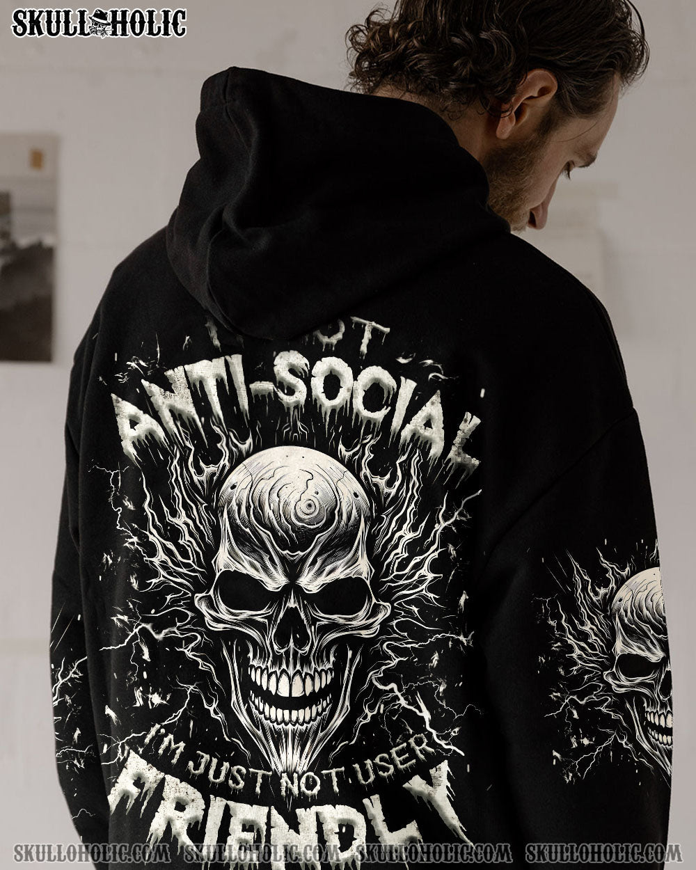 BLISSCORNERS I'M NOT ANTI-SOCIAL SKULL ALL OVER PRINT