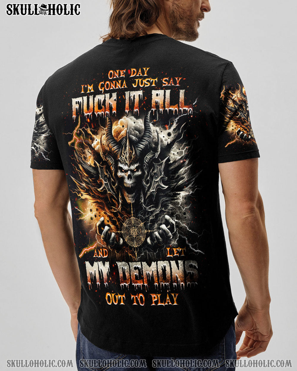BLISSCORNERS ONE DAY I'M GONNA JUST SAY DEMON SKULL ALL OVER PRINT