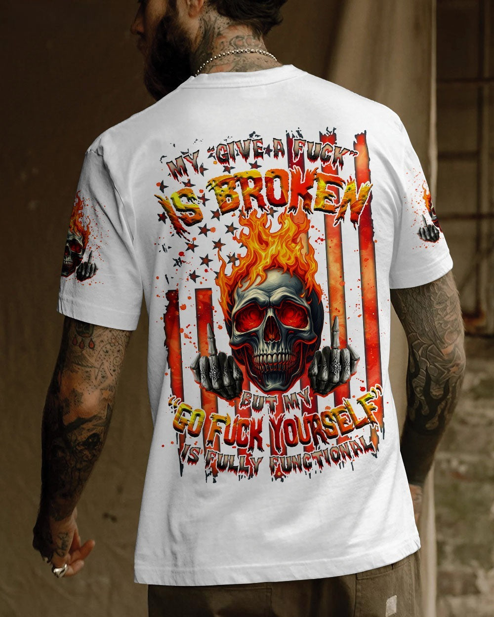 BLISSCORNERS MY GIVE A F IS BROKEN FIRE SKULL ALL OVER PRINT -  TLNZ0702251