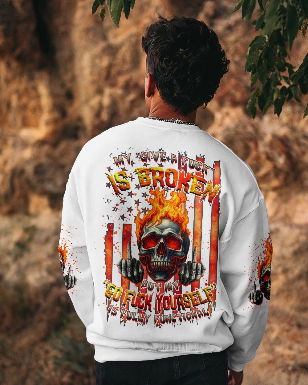 BLISSCORNERS MY GIVE A F IS BROKEN FIRE SKULL ALL OVER PRINT -  TLNZ0702251