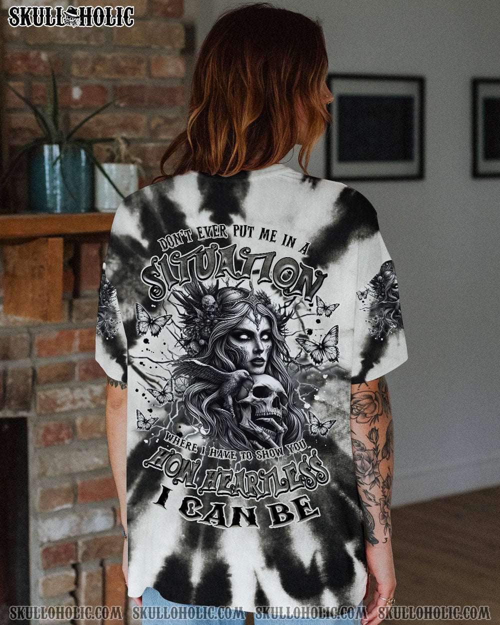 BLISSCORNERS HOW HEARTLESS I CAN BE TATTOO SKULL LADY ALL OVER PRINT
