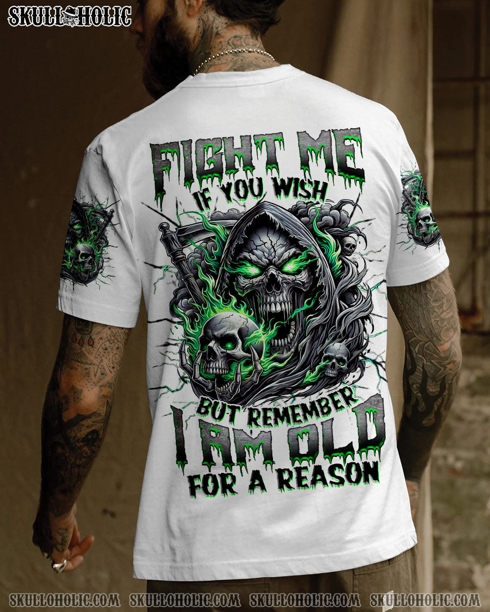 BLISSCORNERS FIGHT ME IF YOU WISH REAPER SKULL ALL OVER PRINT -  TLNZ0802251