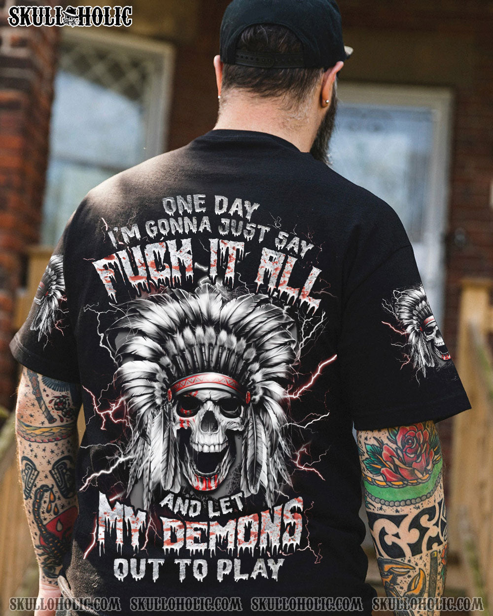 BLISSCORNERS ONE DAY I'M GONNA JUST SAY SKULL NATIVE ALL OVER PRINT